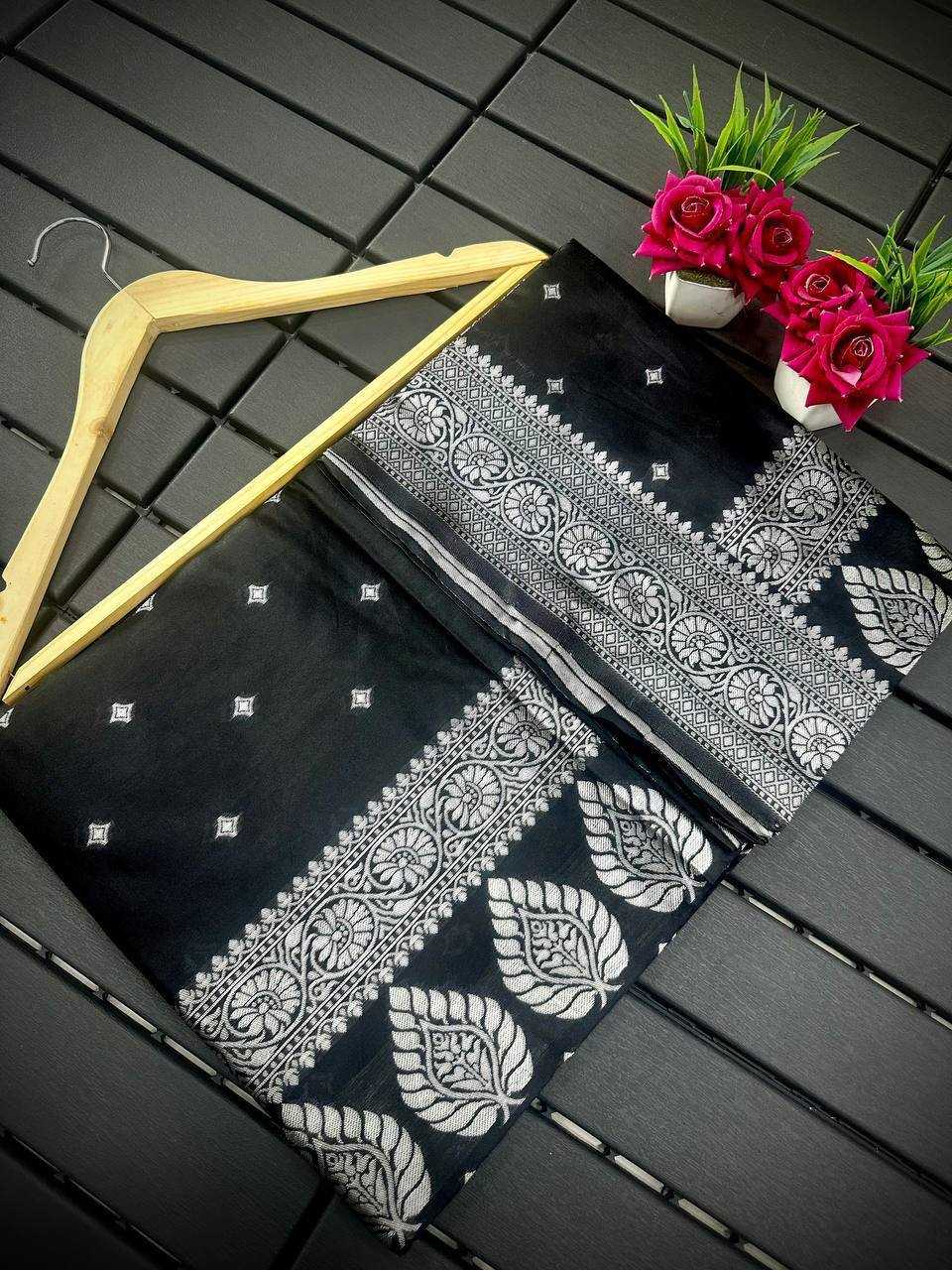 YNF COTTON RIN179 598 SAREES WHOLESALE COTTON LINEN ZARI BORDER BLACK SAREES MANUFACTURER