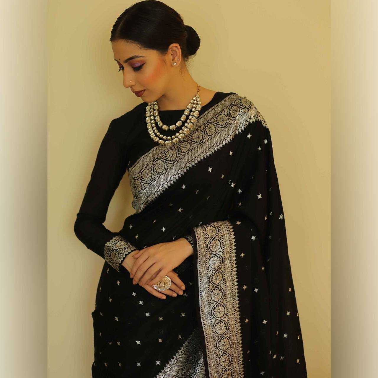 YNF COTTON RIN179 598 SAREES WHOLESALE COTTON LINEN ZARI BORDER BLACK SAREES MANUFACTURER