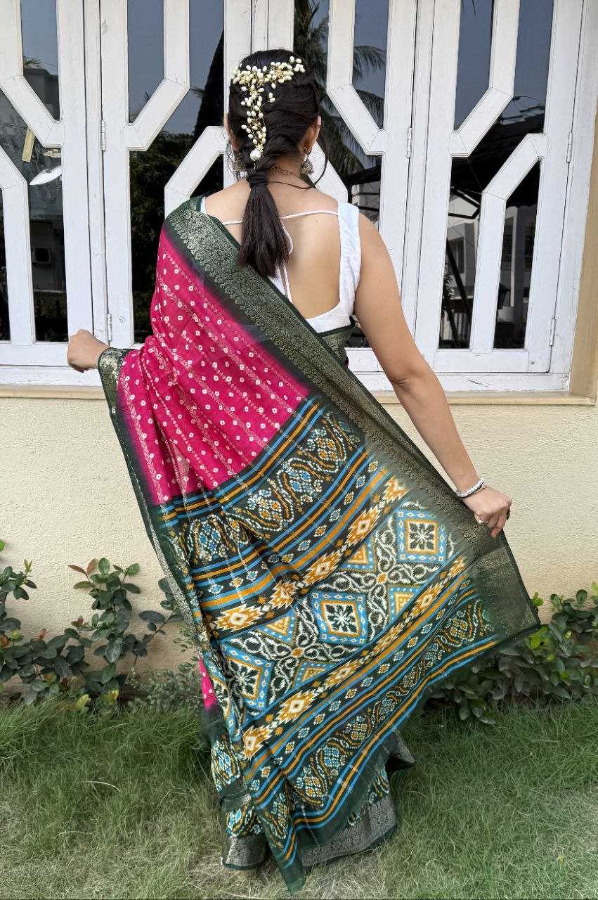 YNF COTTON SILK KESH117 RWC81 SAREES WHOLESALE COTTON BANDHANI JACQUARD SILK PINK SAREES MANUFACTURER