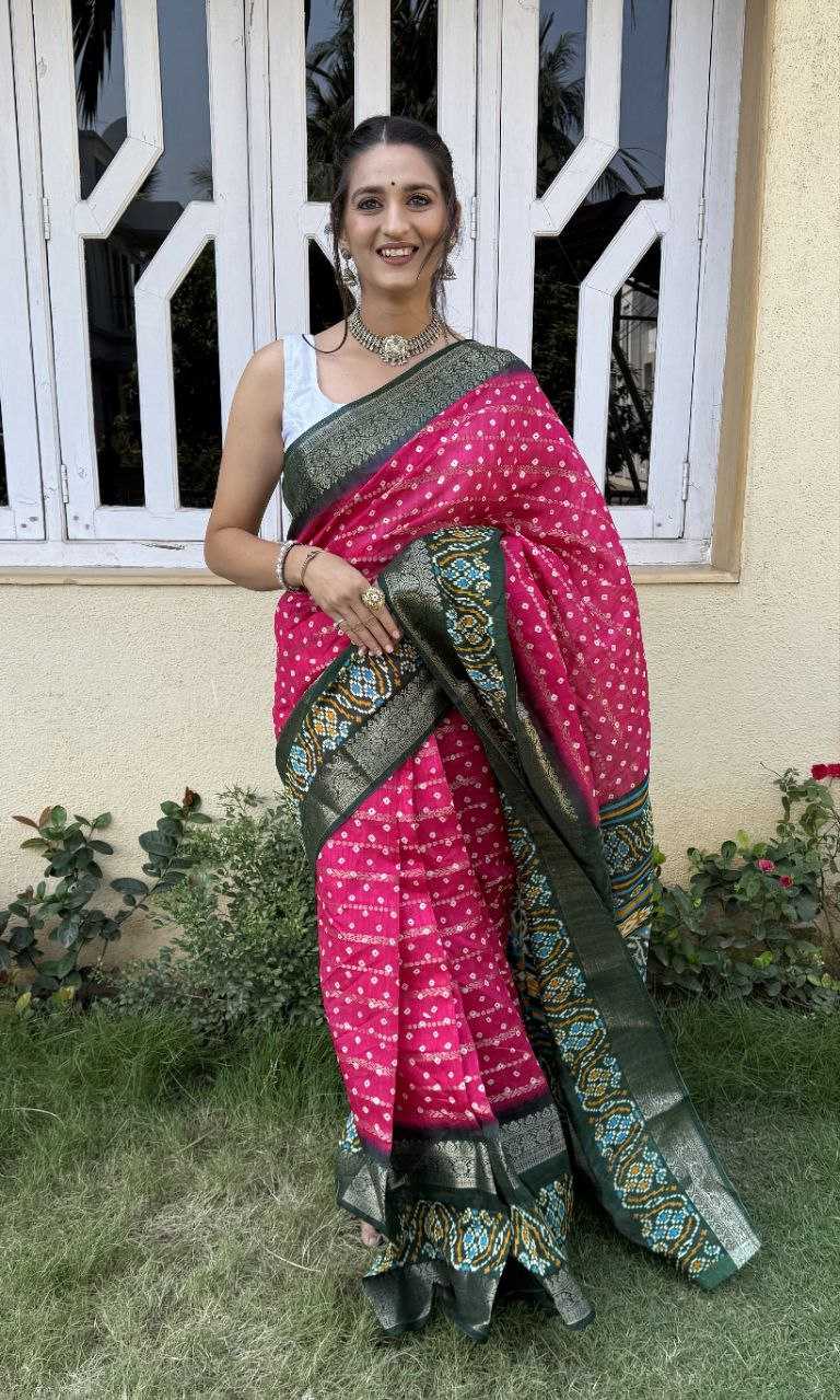 YNF COTTON SILK KESH117 RWC81 SAREES WHOLESALE COTTON BANDHANI JACQUARD SILK PINK SAREES MANUFACTURER