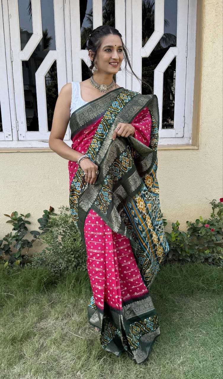 YNF COTTON SILK KESH117 RWC81 SAREES WHOLESALE COTTON BANDHANI JACQUARD SILK PINK SAREES MANUFACTURER