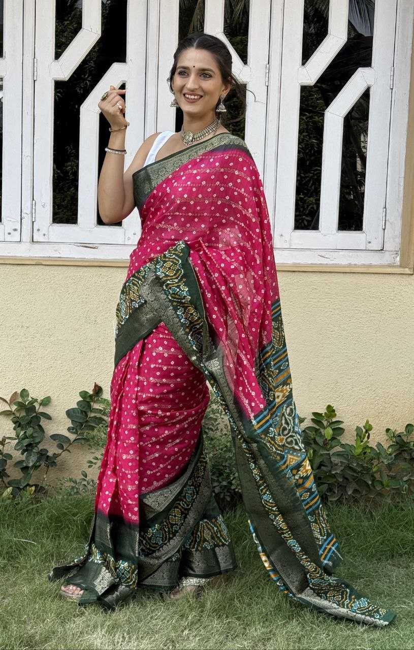 YNF COTTON SILK KESH117 RWC81 SAREES WHOLESALE COTTON BANDHANI JACQUARD SILK PINK SAREES MANUFACTURER