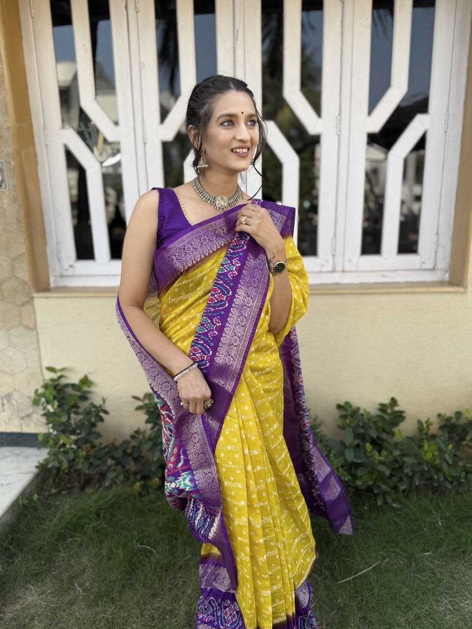 YNF COTTON SILK KESH117 RWC83 SAREES WHOLESALE COTTON BANDHANI JACQUARD SILK YELLOW SAREES MANUFACTURER