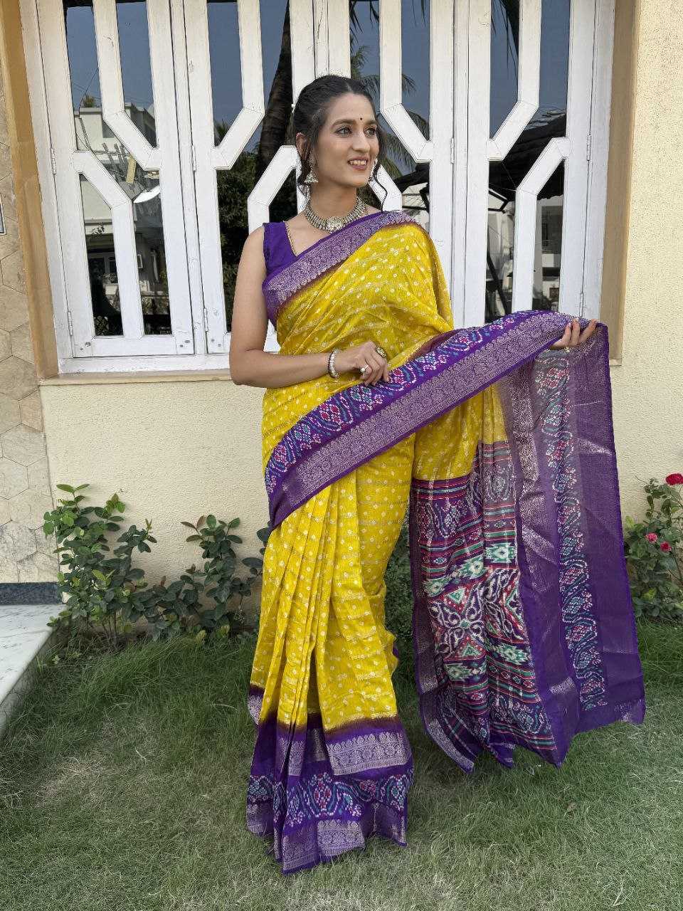 YNF COTTON SILK KESH117 RWC83 SAREES WHOLESALE COTTON BANDHANI JACQUARD SILK YELLOW SAREES MANUFACTURER