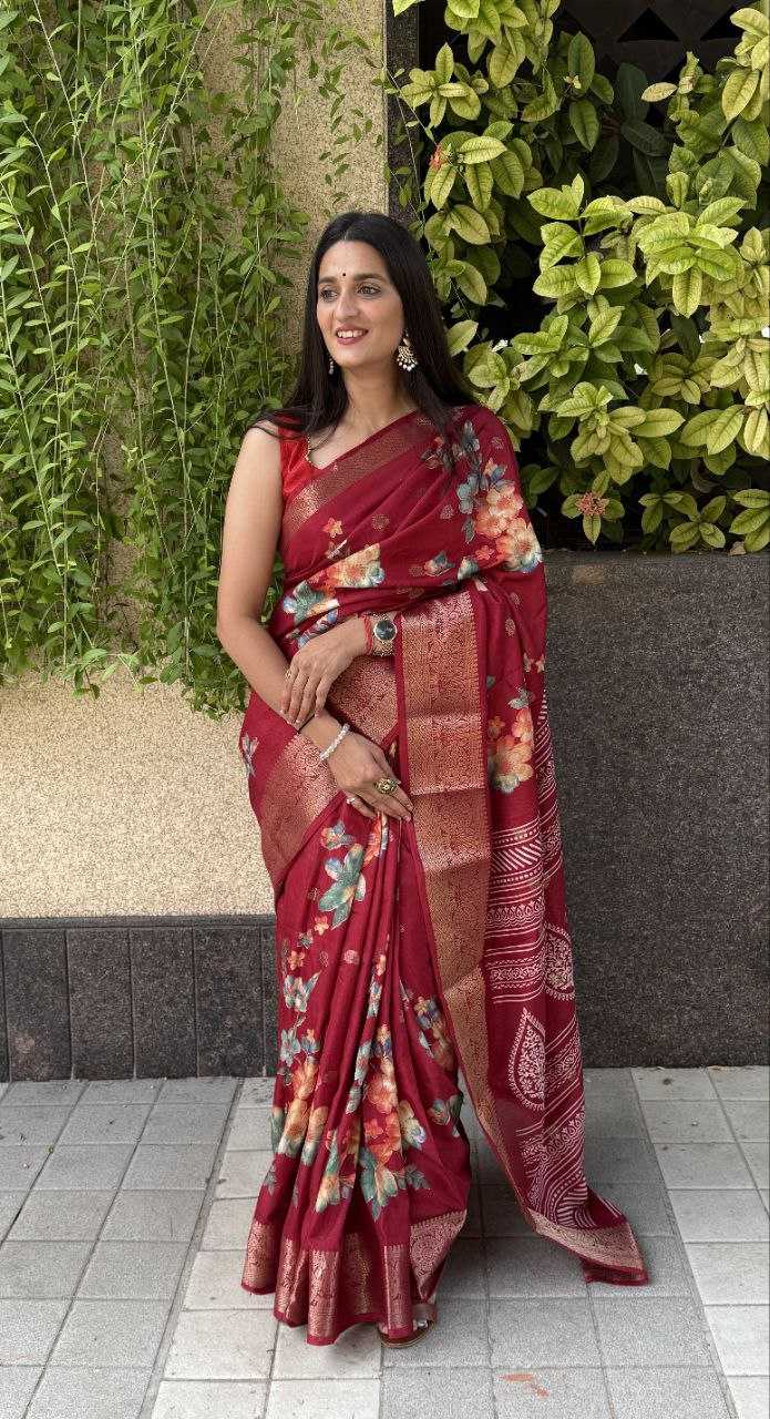 YNF DOLA SILK KESH117 RWC32 SILK SAREES WHOLESALE DOLA SILK ZARI BORDER SILK PRINTED RED SAREES MANUFACTURER