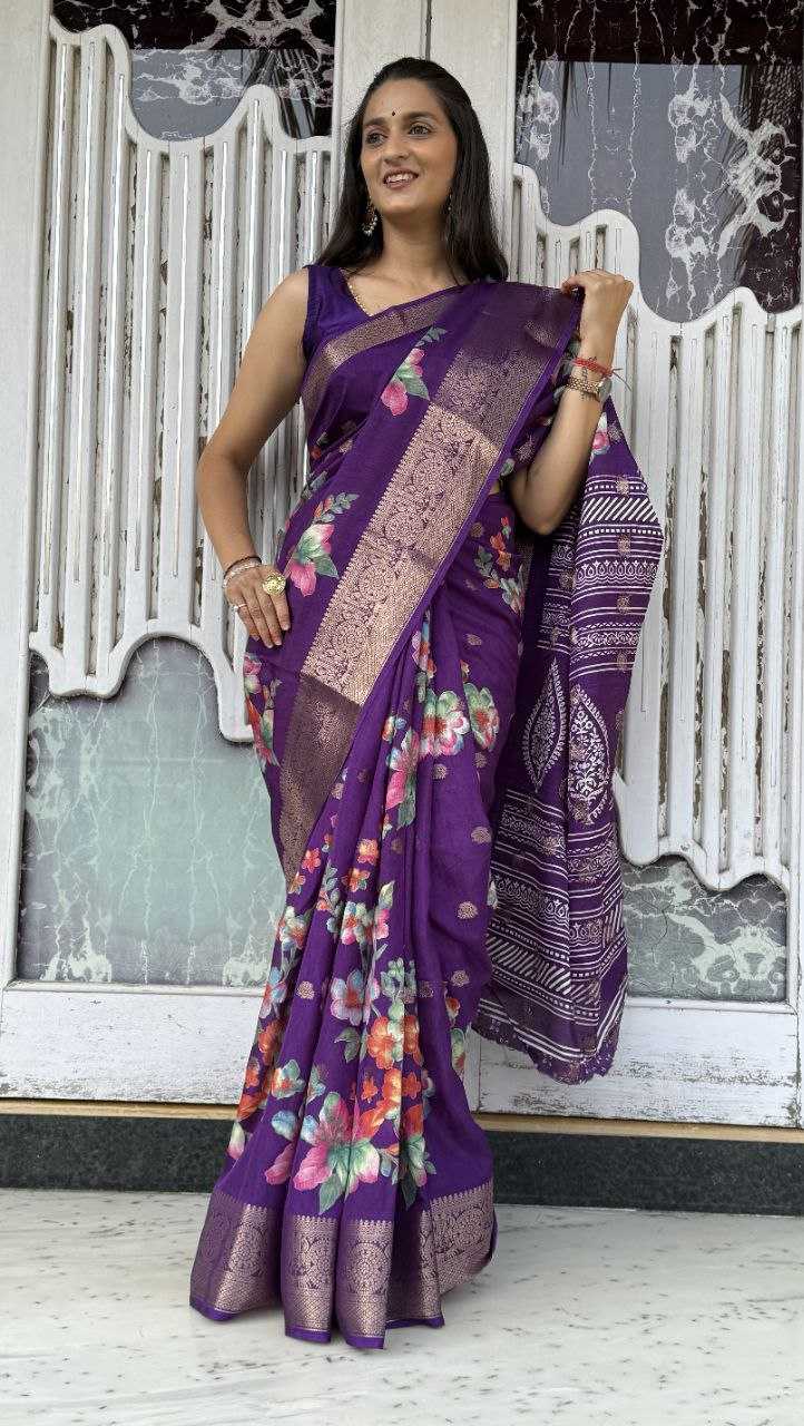 YNF DOLA SILK KESH117 RWC36 SILK SAREES WHOLESALE DOLA SILK ZARI BORDER SILK PRINTED PURPLE SILK SAREES MANUFACTURER