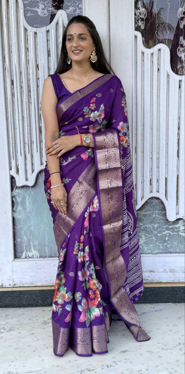 YNF DOLA SILK KESH117 RWC36 SILK SAREES WHOLESALE DOLA SILK ZARI BORDER SILK PRINTED PURPLE SILK SAREES MANUFACTURER