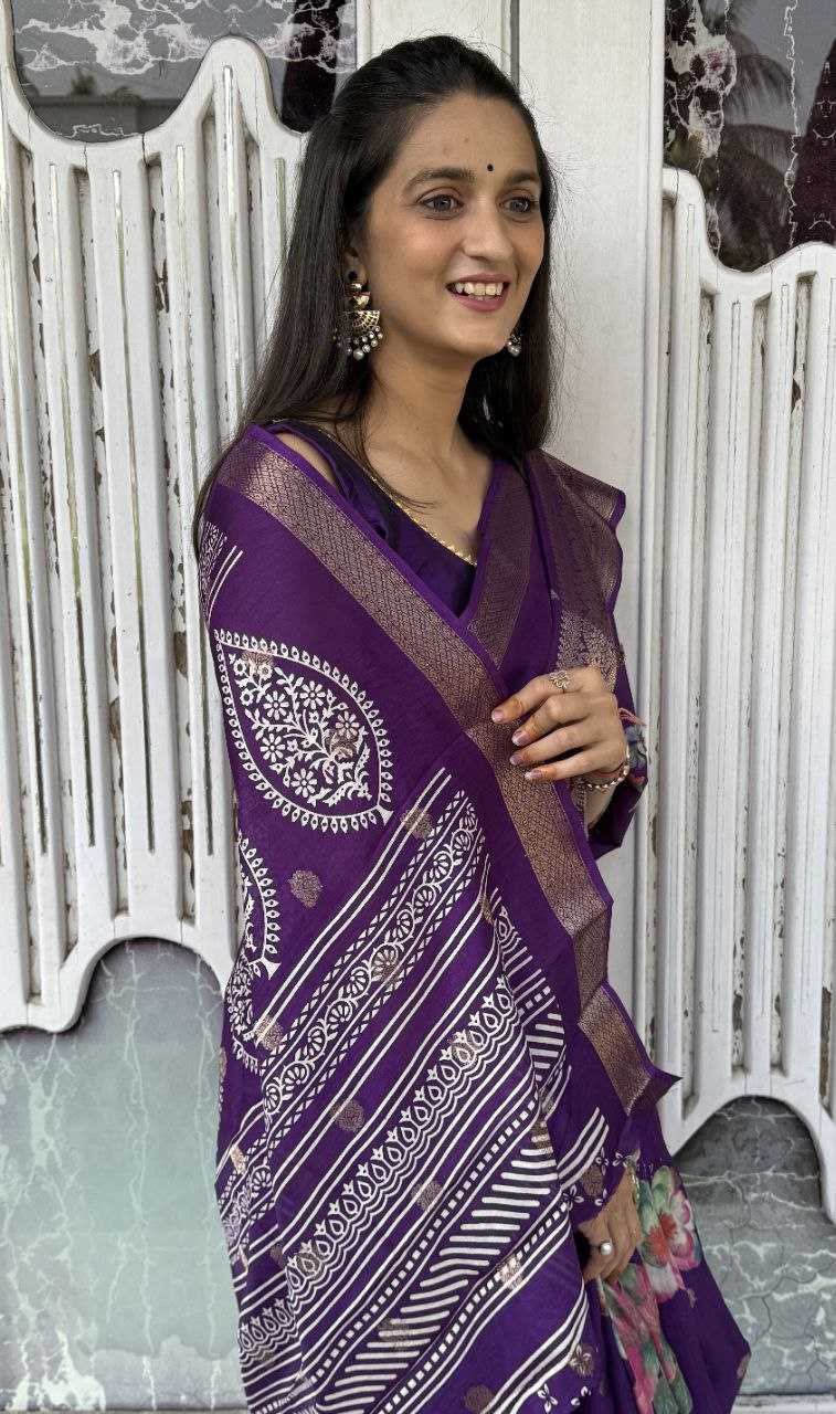 YNF DOLA SILK KESH117 RWC36 SILK SAREES WHOLESALE DOLA SILK ZARI BORDER SILK PRINTED PURPLE SILK SAREES MANUFACTURER