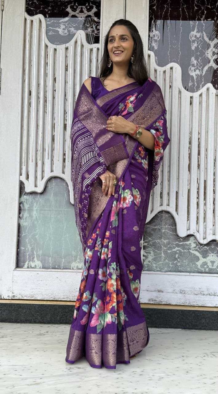 YNF DOLA SILK KESH117 RWC36 SILK SAREES WHOLESALE DOLA SILK ZARI BORDER SILK PRINTED PURPLE SILK SAREES MANUFACTURER