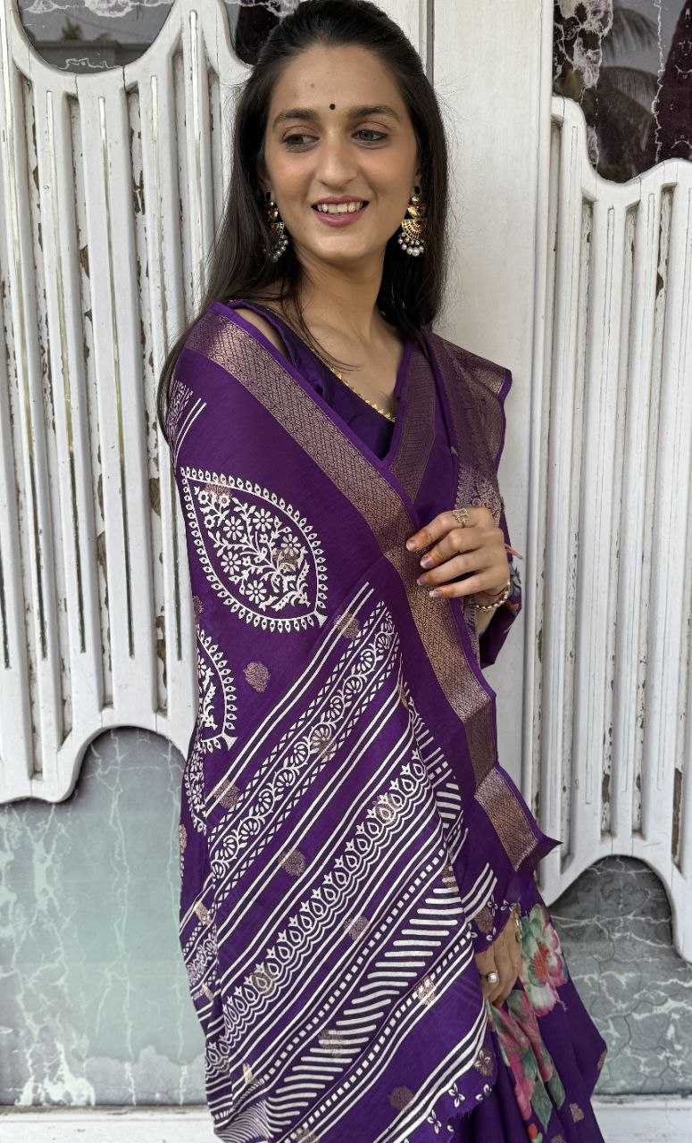 YNF DOLA SILK KESH117 RWC36 SILK SAREES WHOLESALE DOLA SILK ZARI BORDER SILK PRINTED PURPLE SILK SAREES MANUFACTURER