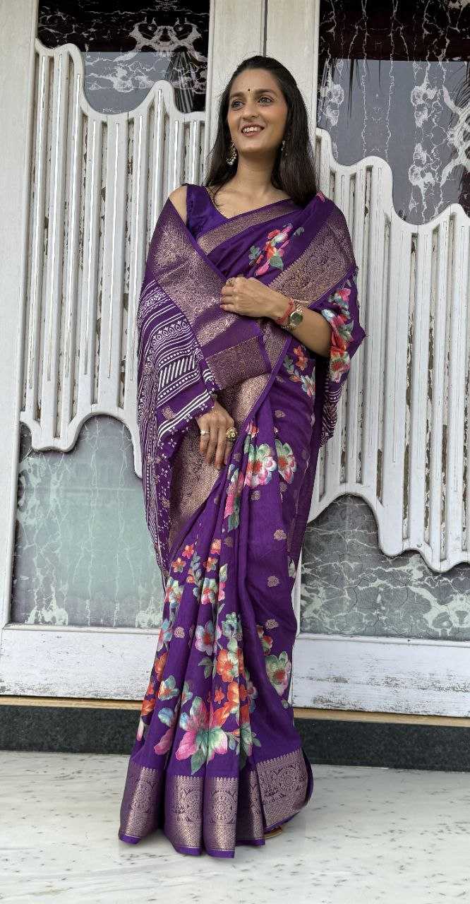 YNF DOLA SILK KESH117 RWC36 SILK SAREES WHOLESALE DOLA SILK ZARI BORDER SILK PRINTED PURPLE SILK SAREES MANUFACTURER