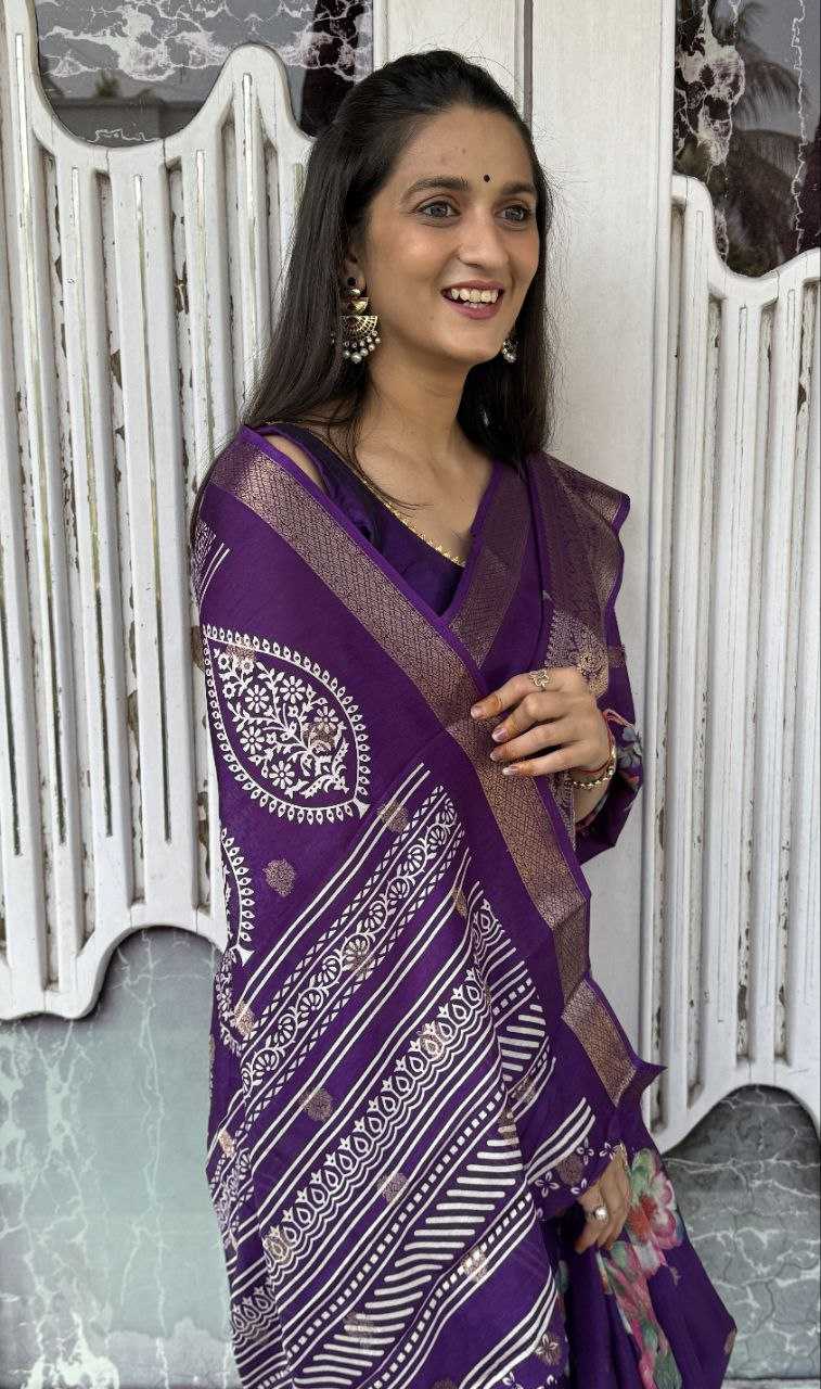 YNF DOLA SILK KESH117 RWC36 SILK SAREES WHOLESALE DOLA SILK ZARI BORDER SILK PRINTED PURPLE SILK SAREES MANUFACTURER