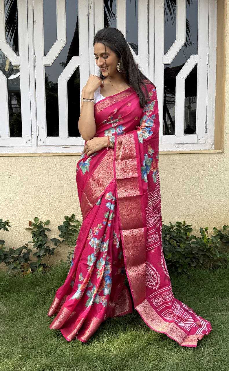 YNF DOLA SILK KESH117 RWC38 SILK SAREES WHOLESALE DOLA SILK ZARI BORDER SILK PRINTED PINK SILK SAREES MANUFACTURER