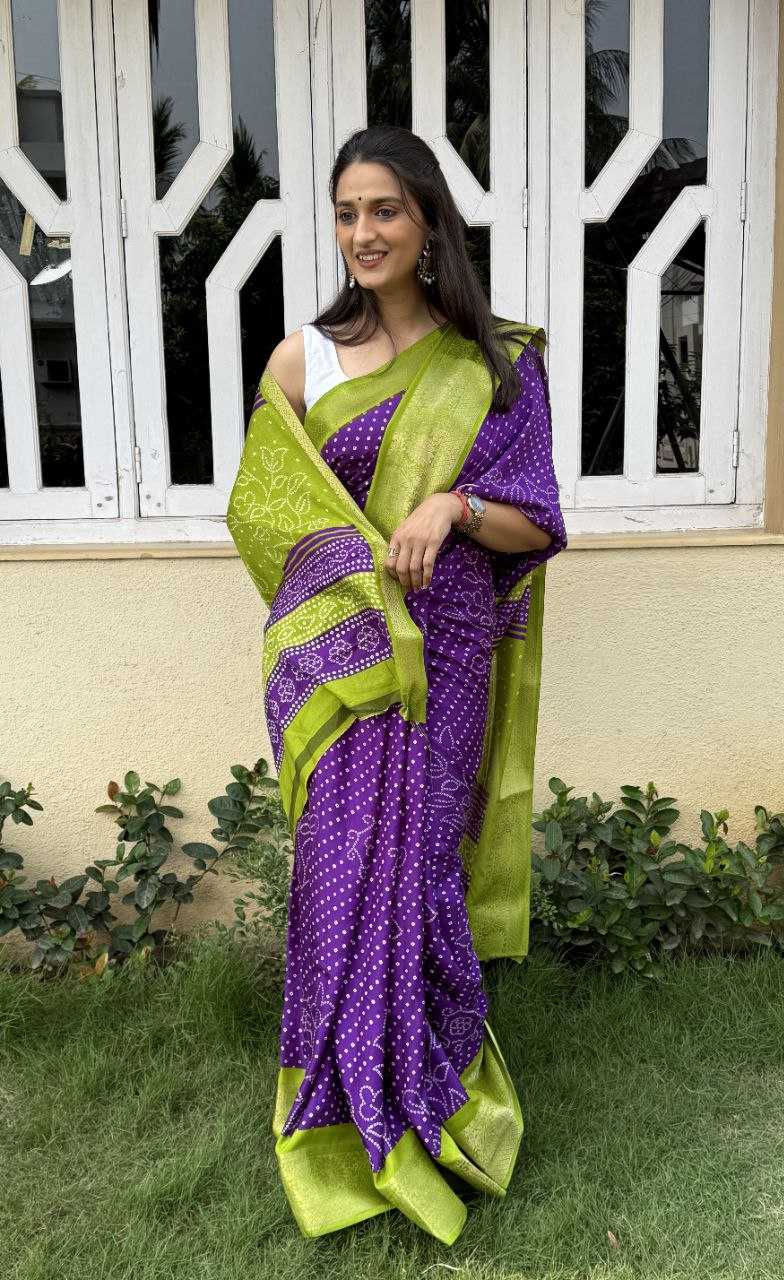 YNF DOLA SILK KESH117 RWC41 SILK SAREES WHOLESALE DOLA SILK ZARI BORDER SILK UNIFORM BANDHANI PURPLE SILK SAREES MANUFACTURER