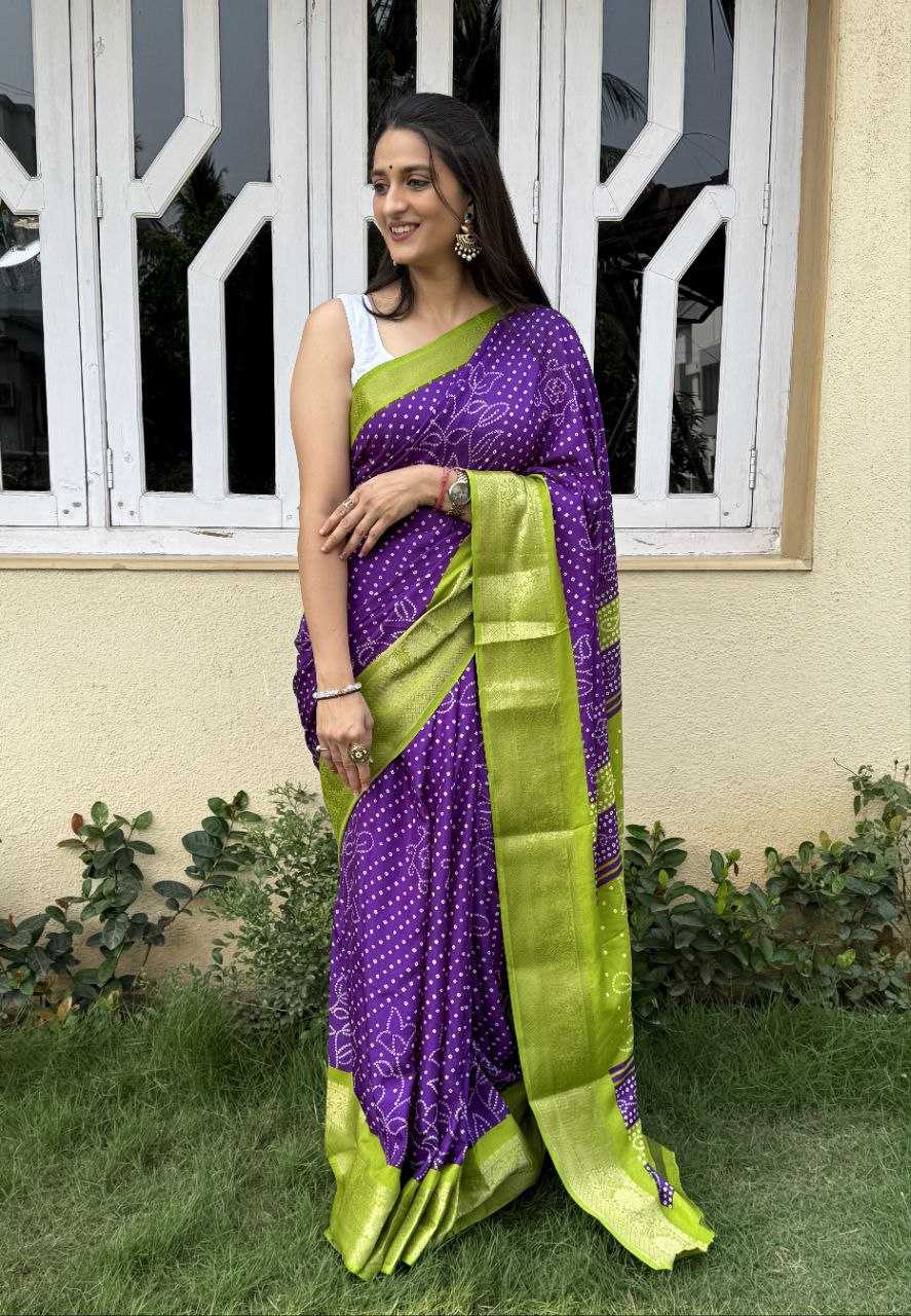 YNF DOLA SILK KESH117 RWC41 SILK SAREES WHOLESALE DOLA SILK ZARI BORDER SILK UNIFORM BANDHANI PURPLE SILK SAREES MANUFACTURER