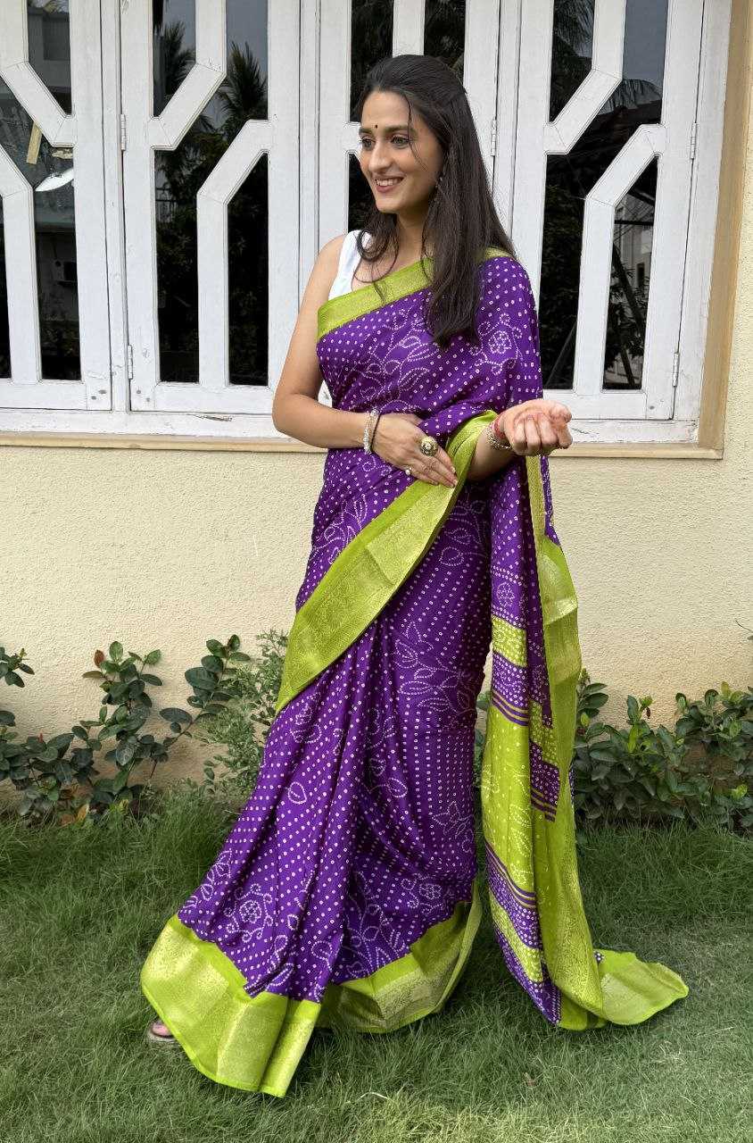 YNF DOLA SILK KESH117 RWC41 SILK SAREES WHOLESALE DOLA SILK ZARI BORDER SILK UNIFORM BANDHANI PURPLE SILK SAREES MANUFACTURER