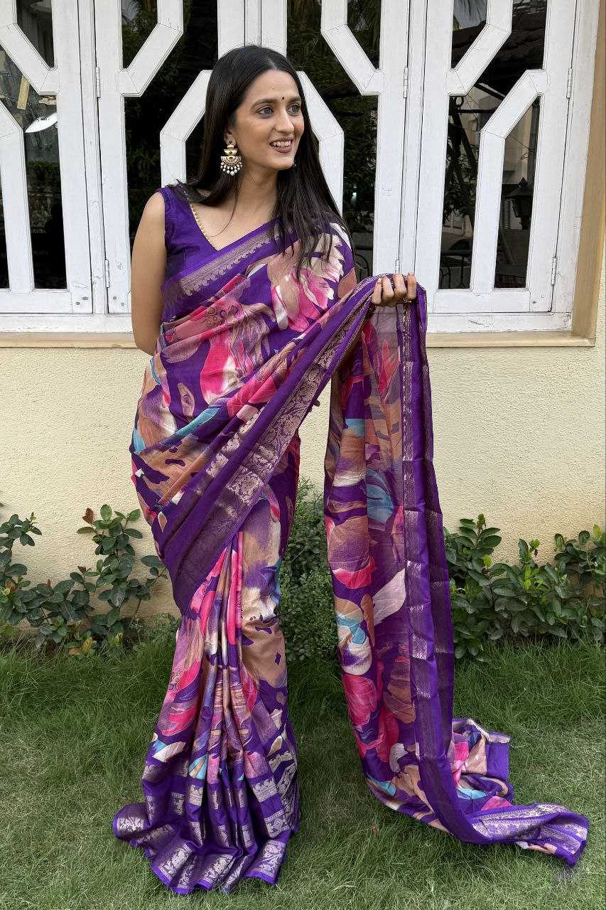 YNF DOLA SILK KESH117 RWC53 SILK SAREES WHOLESALE DOLA SILK ZARI BORDER SILK PRINTED PURPLE SAREES MANUFACTURER