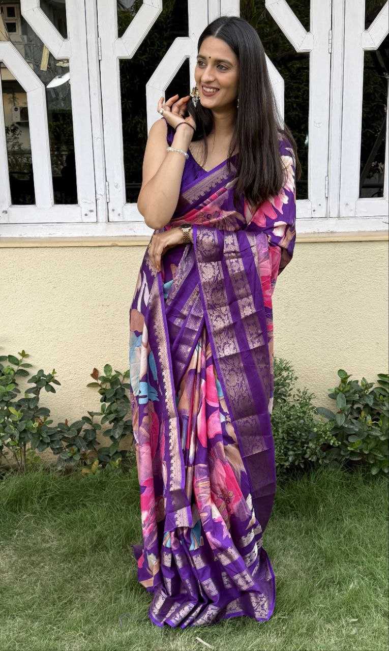 YNF DOLA SILK KESH117 RWC53 SILK SAREES WHOLESALE DOLA SILK ZARI BORDER SILK PRINTED PURPLE SAREES MANUFACTURER