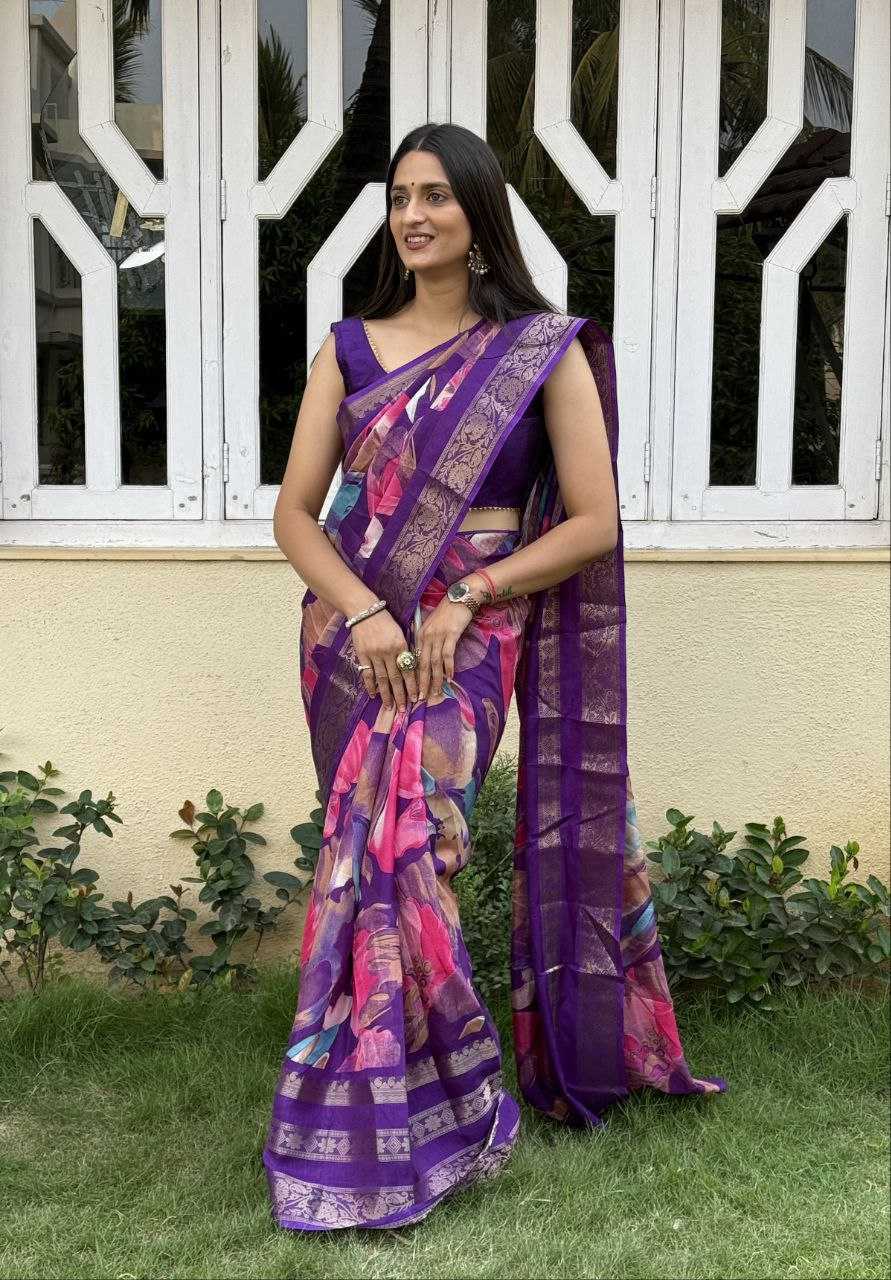 YNF DOLA SILK KESH117 RWC53 SILK SAREES WHOLESALE DOLA SILK ZARI BORDER SILK PRINTED PURPLE SAREES MANUFACTURER