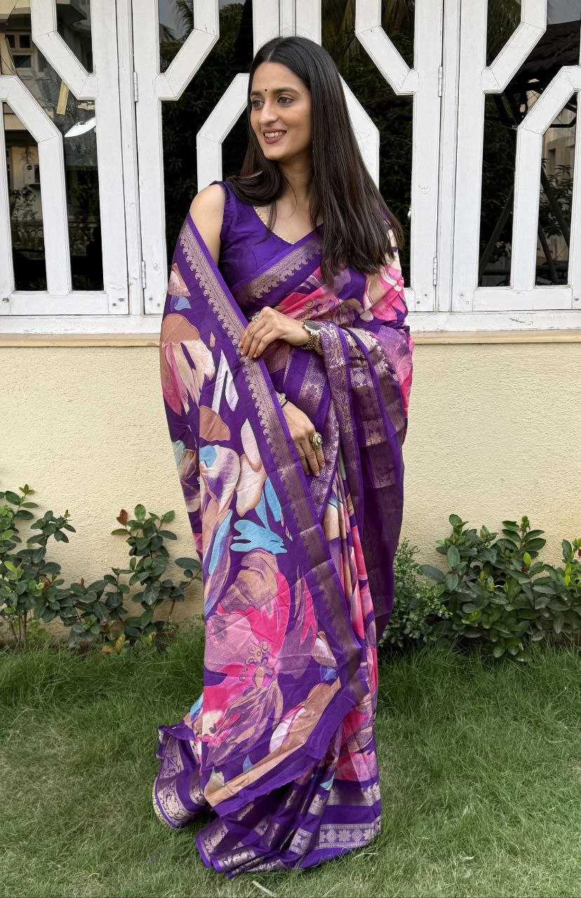 YNF DOLA SILK KESH117 RWC53 SILK SAREES WHOLESALE DOLA SILK ZARI BORDER SILK PRINTED PURPLE SAREES MANUFACTURER