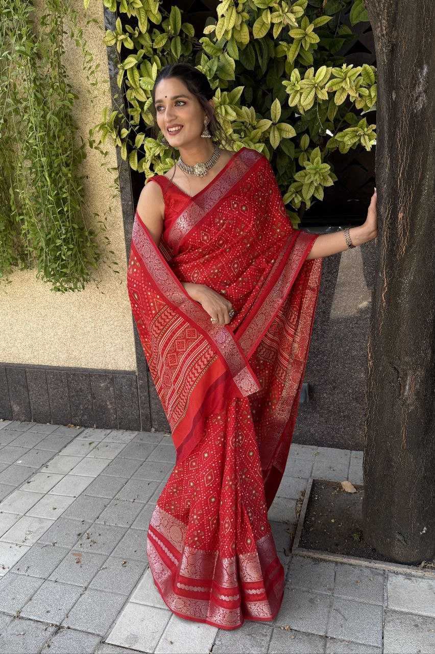 YNF DOLA SILK KESH117 RWC69 SAREES WHOLESALE RED ZARI BORDER SILK SAREES MANUFACTURER