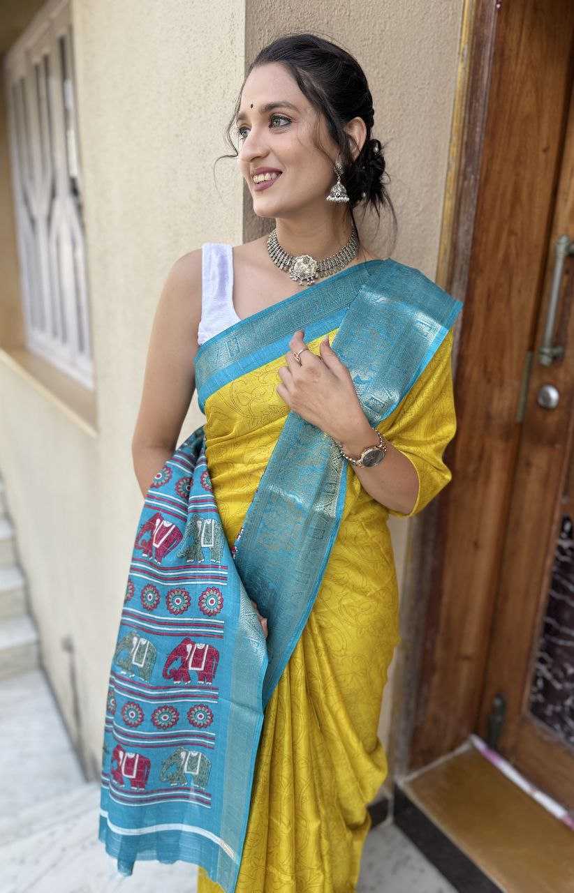 YNF DOLA SILK KESH117 RWC72 SILK SAREES WHOLESALE DOLA SILK ZARI BORDER SILK YELLOW SILK HALDI OUTFITS SAREES MANUFACTURER