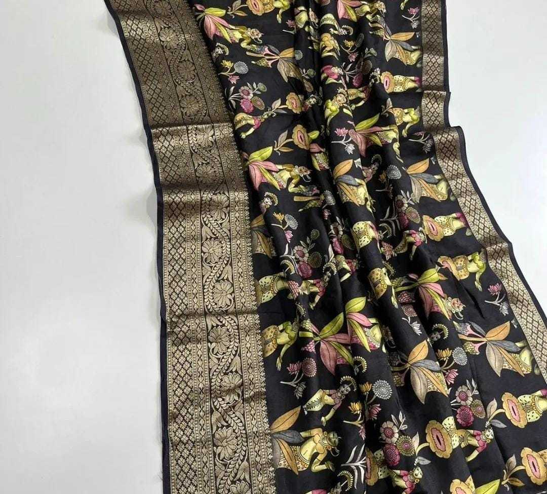 YNF DOLA SILK RIN149 MKD140 SILK SAREES WHOLESALE DOLA SILK ZARI BORDER SILK PRINTED SILK KALAMKARI SILK SAREES MANUFACTURER