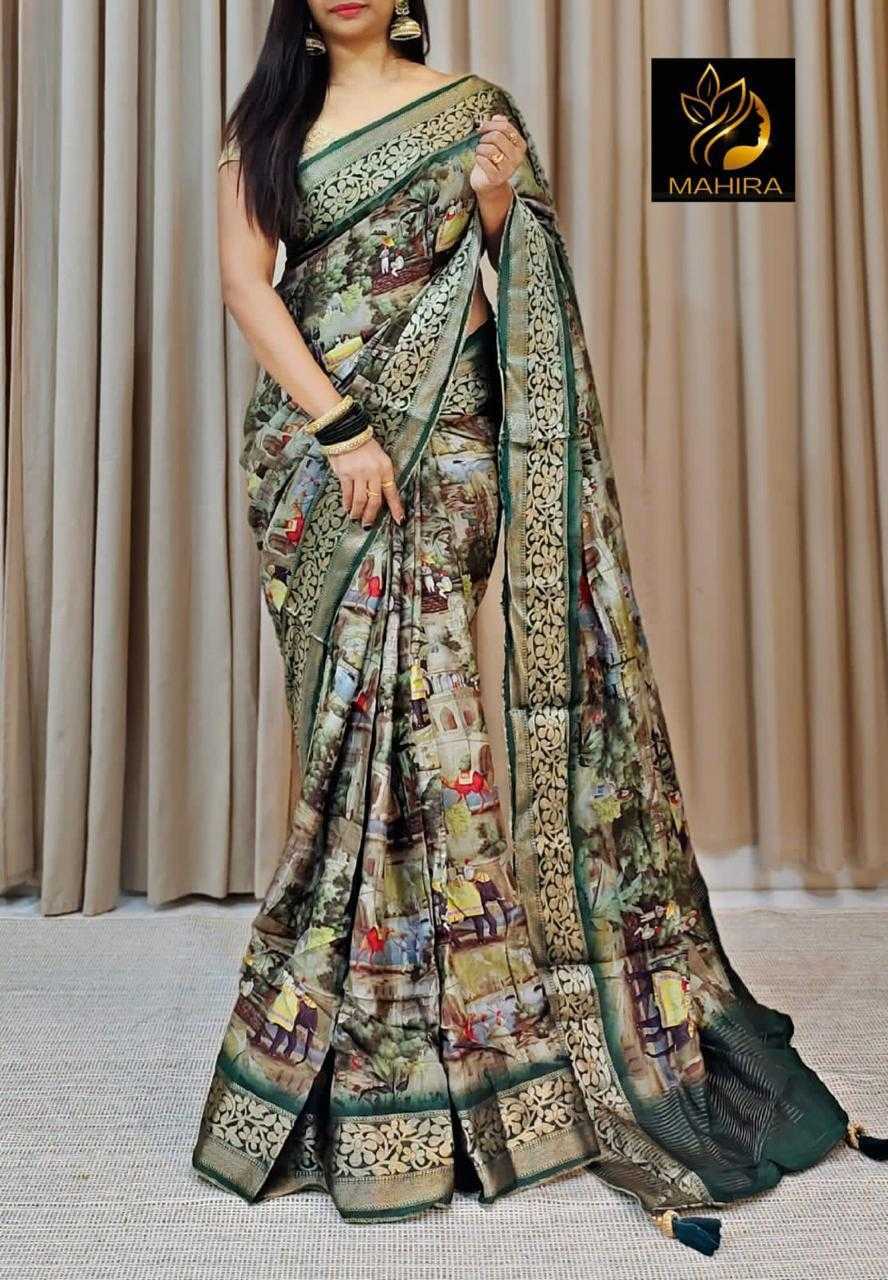 YNF DOLA SILK RIN149 MKD152 SILK SAREES WHOLESALE DOLA SILK ZARI BORDER SILK PRINTED SILK KALAMKARI SILK SAREES MANUFACTURER