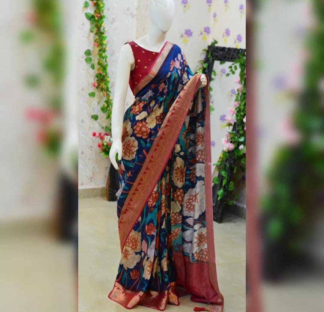 YNF DOLA SILK RIN149 MKD156 SILK SAREES WHOLESALE DOLA SILK ZARI BORDER SILK PRINTED SILK KALAMKARI SILK SAREES MANUFACTURER