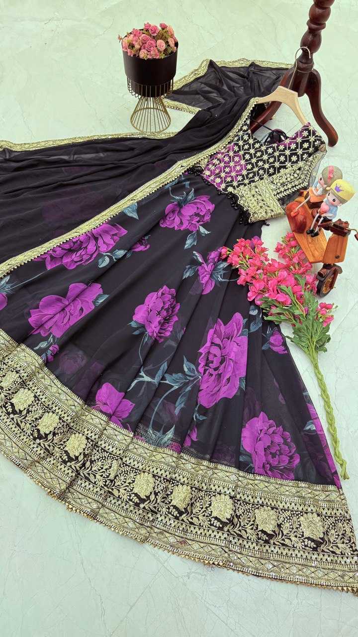 YNF FAUX GEORGETTE KESH158 10106 GOWNS WHOLESALE PURPLE GEORGETTE ANARKALI PRINTED GOWNS MANUFACTURER