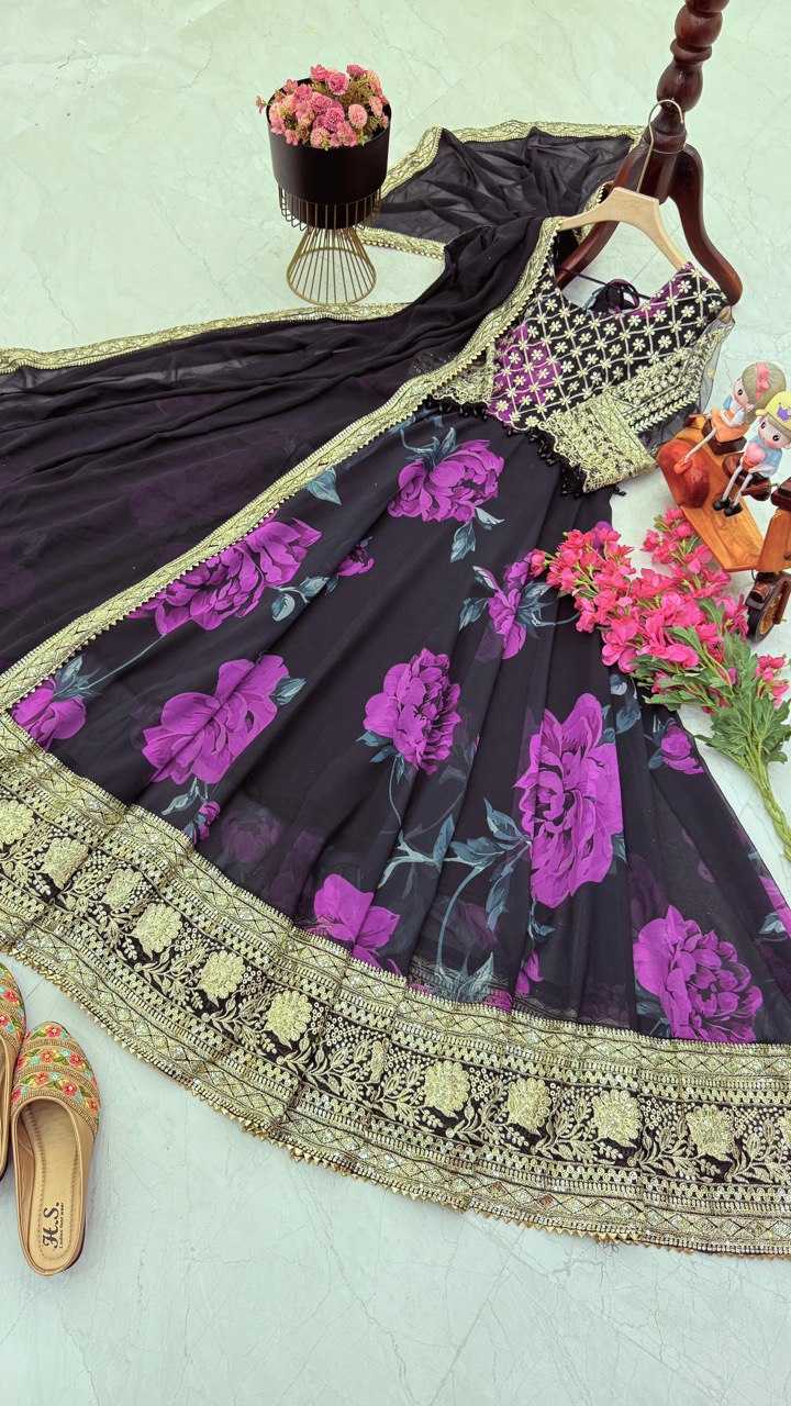 YNF FAUX GEORGETTE KESH158 10106 GOWNS WHOLESALE PURPLE GEORGETTE ANARKALI PRINTED GOWNS MANUFACTURER