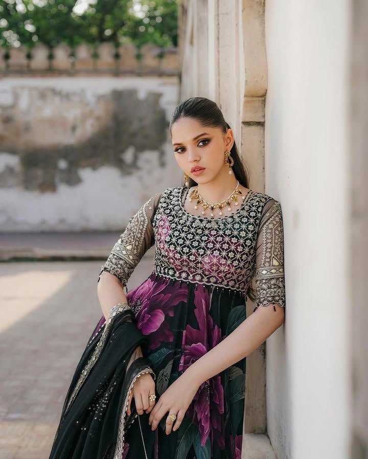 YNF FAUX GEORGETTE KESH158 10106 GOWNS WHOLESALE PURPLE GEORGETTE ANARKALI PRINTED GOWNS MANUFACTURER