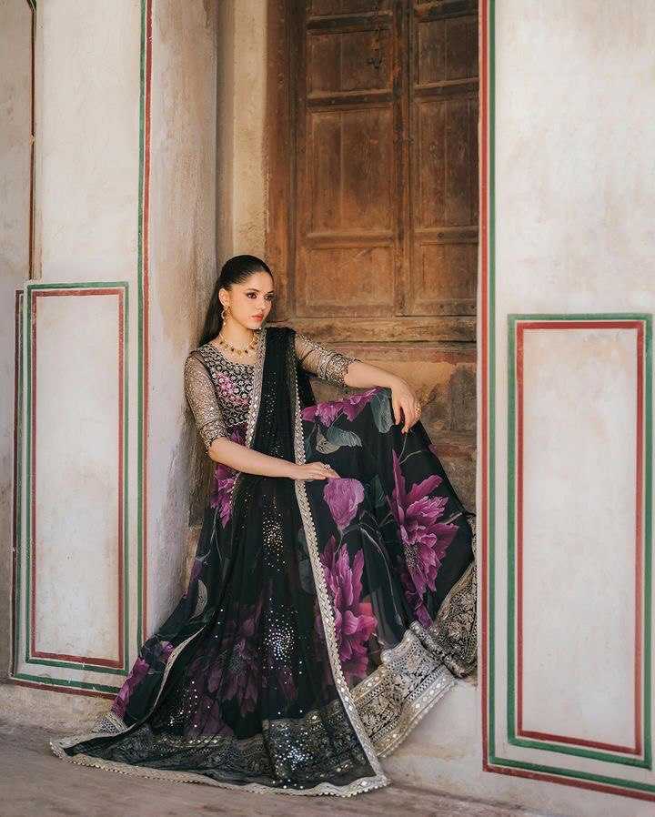 YNF FAUX GEORGETTE KESH158 10106 GOWNS WHOLESALE PURPLE GEORGETTE ANARKALI PRINTED GOWNS MANUFACTURER