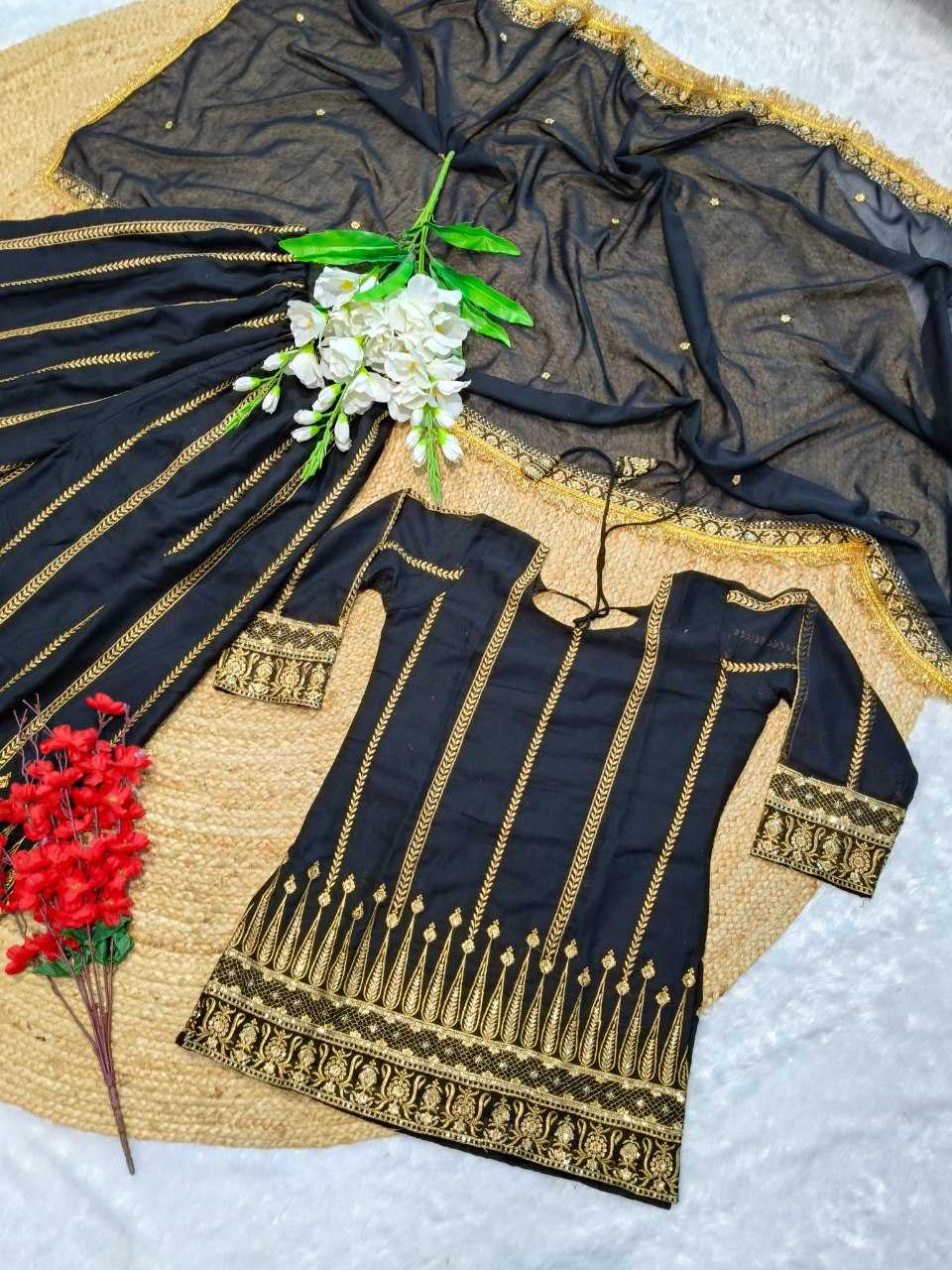 YNF FAUX GEORGETTE KESH164 G81 SUITS & DRESSES WHOLESALE GEORGETTE BLACK SALWAR WEDDING EMBROIDERY SUITS MANUFACTURE