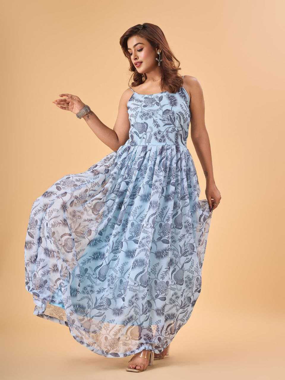 YNF FAUX GEORGETTE KESH243 1023 GOWNS WHOLESALE PRINTED GEORGETTE LONG PARTY WEAR GOWNS MANUFACTURER