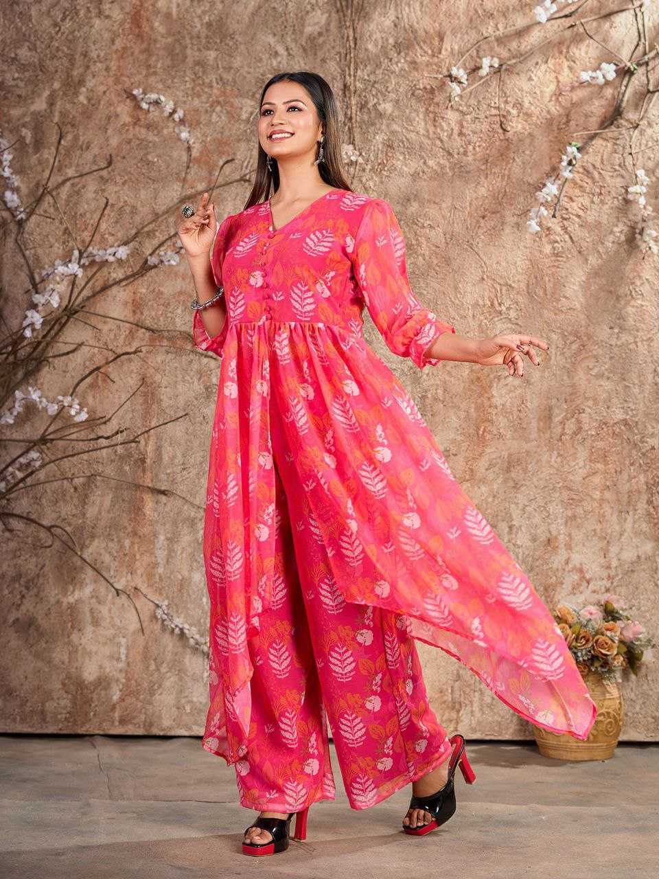 YNF FAUX GEORGETTE KESH243 1024 KURTIS WHOLESALE KURTIS WITH BOTTOM PRINTED FANCY GEORGETTE KURTIS MANUFACTURER