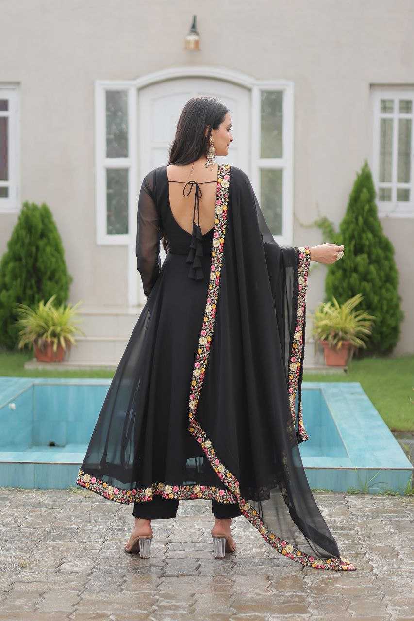 YNF FAUX GEORGETTE KESH246 ANISHKA GOWNS WHOLESALE GEORGETTE EMBROIDERY ANARAKLI BLACK GOWNS MANUFACTURER