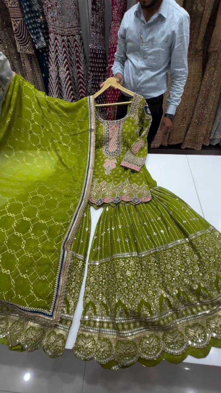 YNF FAUX GEORGETTE RIN169 5776 SUITS & DRESSES WHOLESALE GEORGETTE  SHARARA SALWAR WEDDING GREEN SUITS MANUFACTURE