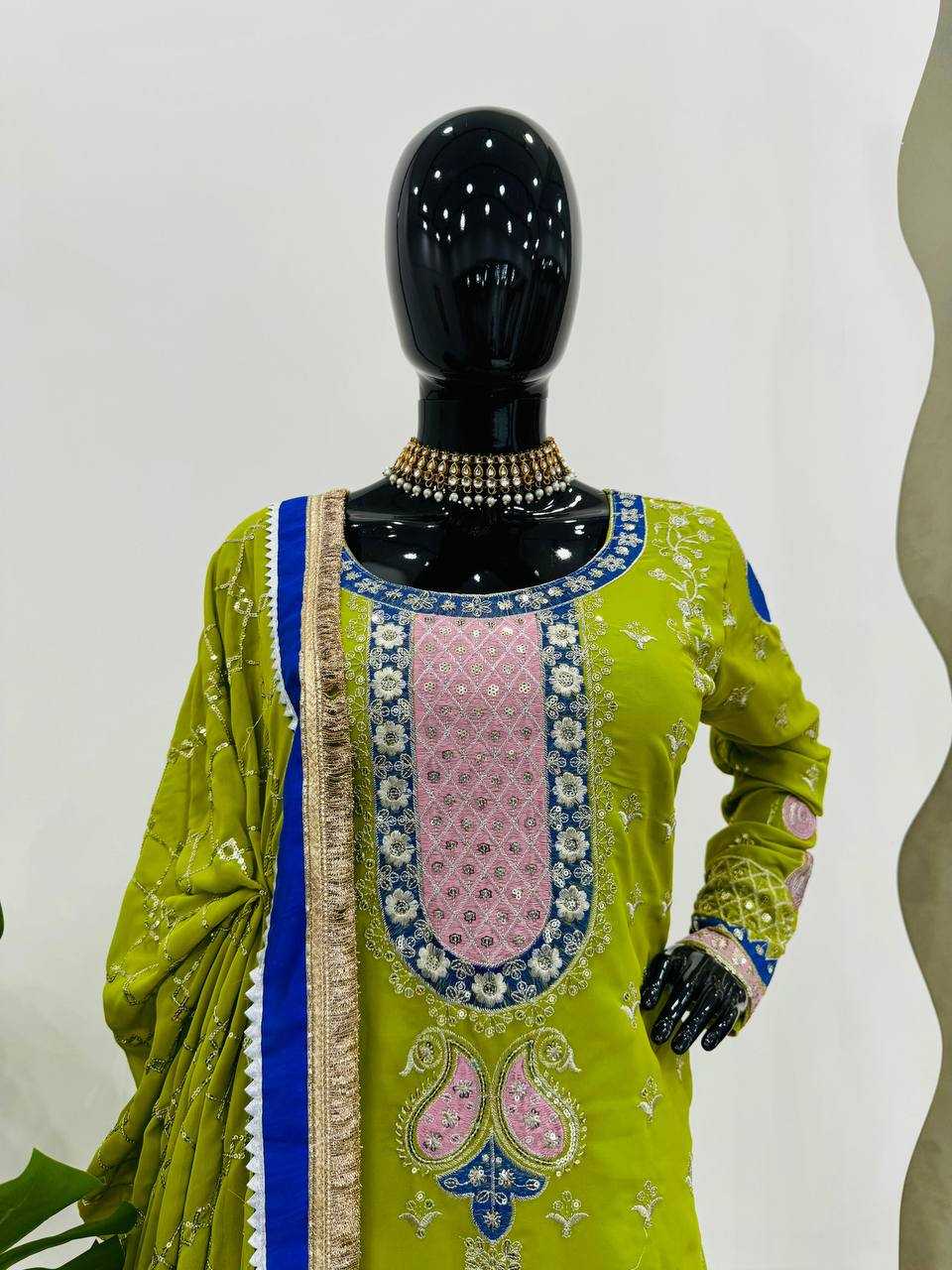 YNF FAUX GEORGETTE RIN169 5776 SUITS & DRESSES WHOLESALE GEORGETTE  SHARARA SALWAR WEDDING GREEN SUITS MANUFACTURE