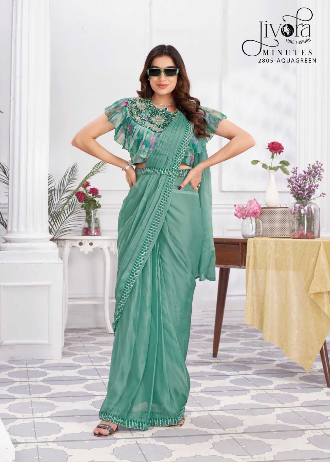 YNF GEORGETTE JIVORA RIN195 Minutes CLOTHING BRANDS WHOLESALE SAREES MANUFACTURER