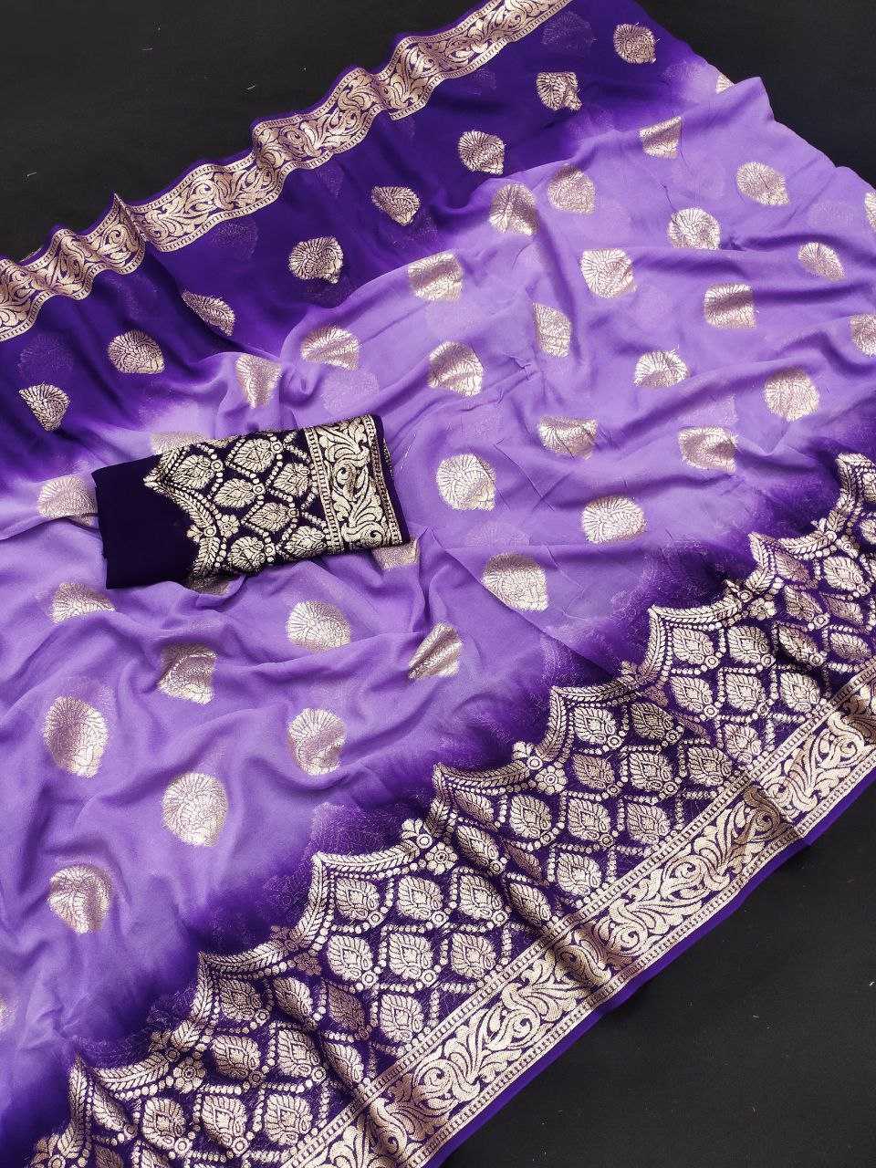 YNF GEORGETTE KESH213 RIN05 SAREES WHOLESALE GEORGETTE PURPLE VISCOSE ZARI SAREES MANUFACTURER