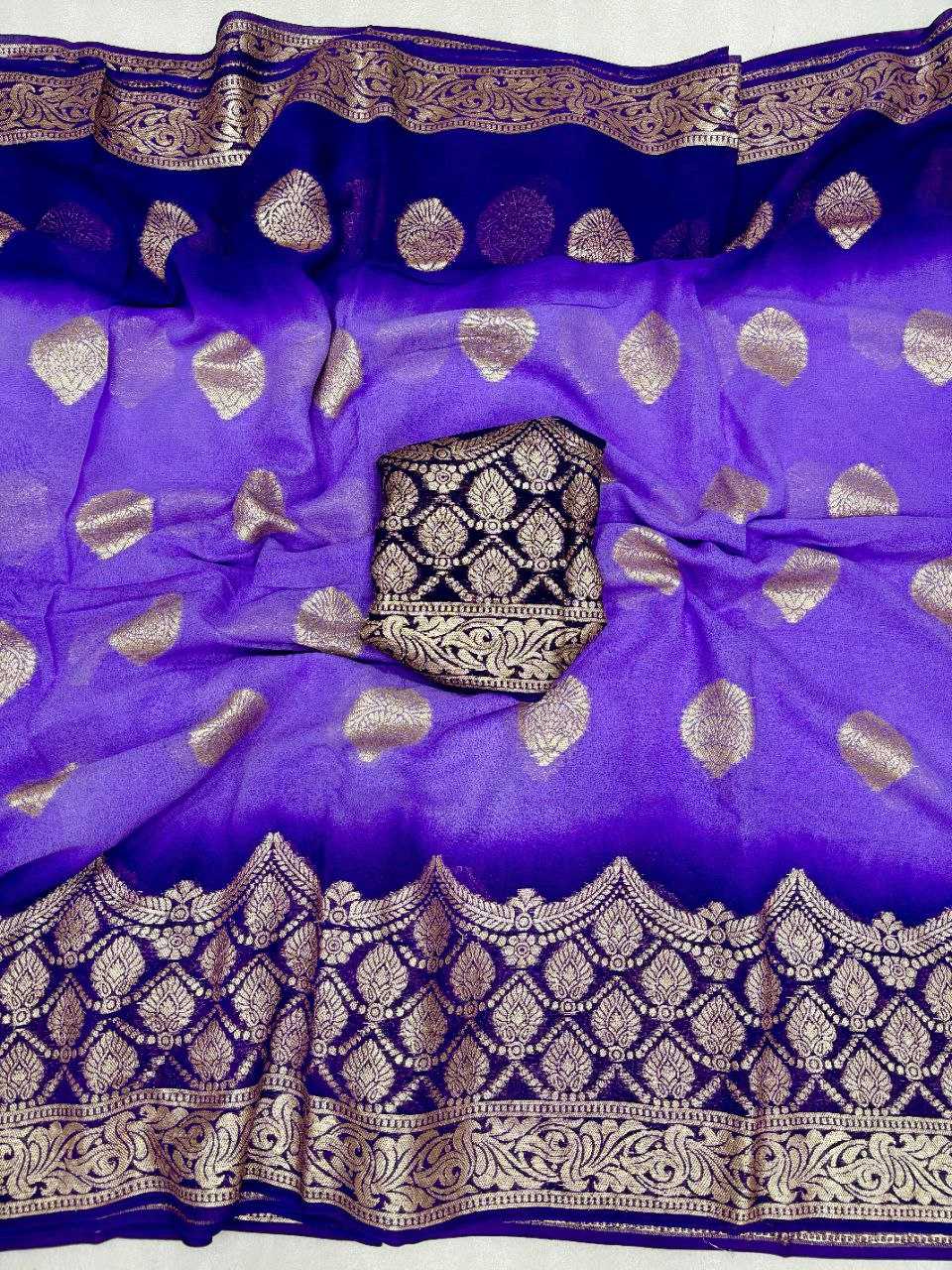 YNF GEORGETTE KESH213 RIN05 SAREES WHOLESALE GEORGETTE PURPLE VISCOSE ZARI SAREES MANUFACTURER