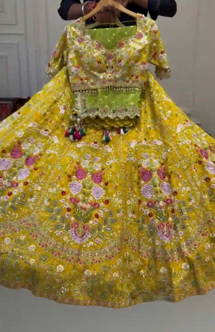 YNF GEORGETTE RIN108 1692 LEHENGAS WHOLESALE WEDDING EMBROIDERED GEORGETTE DESIGNER YELLOW HALDI OUTFITS LEHENGAS MANUFACTURER