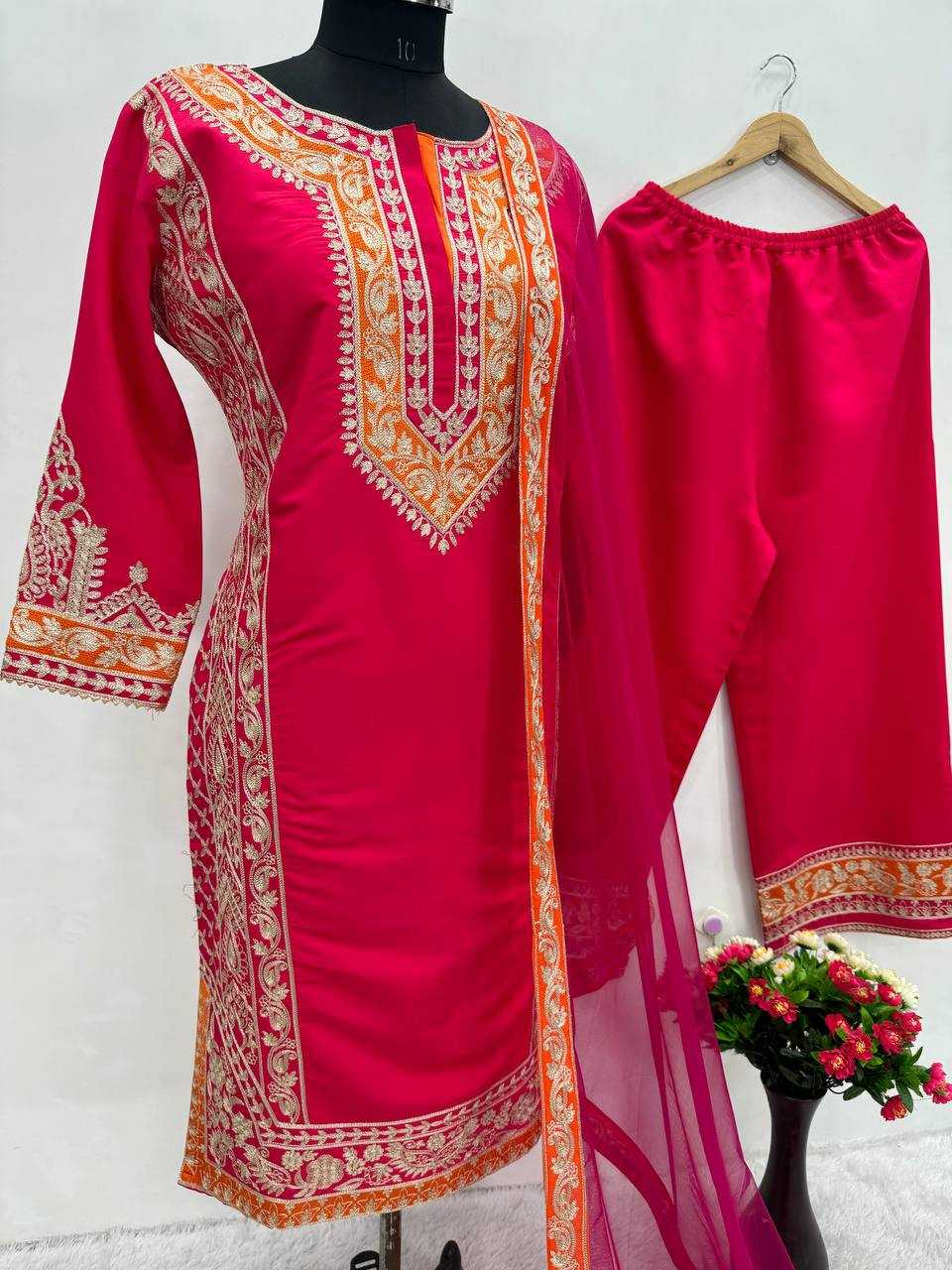 YNF HEAVY ROMAN SILK KESH139 1659 SUITS & DRESSES WHOLESALE LADIES SILK WEDDING PINK SALWAR SUITS MANUFACTURE