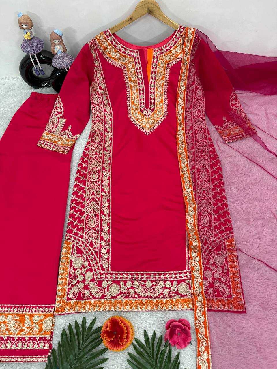 YNF HEAVY ROMAN SILK KESH139 1659 SUITS & DRESSES WHOLESALE LADIES SILK WEDDING PINK SALWAR SUITS MANUFACTURE