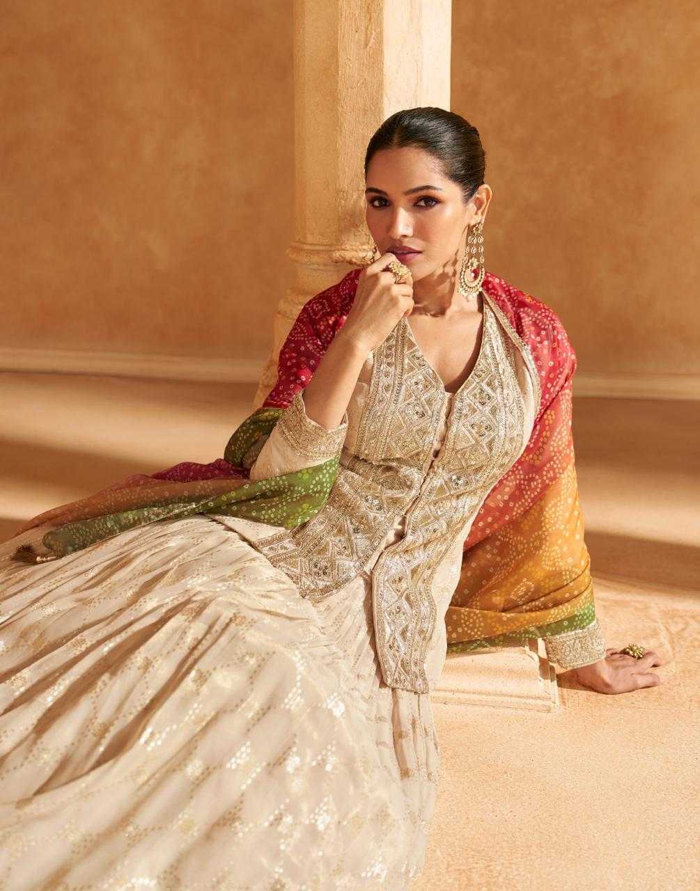 YNF JACQUARD SILK SAYURI KESH233 TORAN CLOTHING BRANDS WHOLESALE LEHENGAS MANUFACTURER