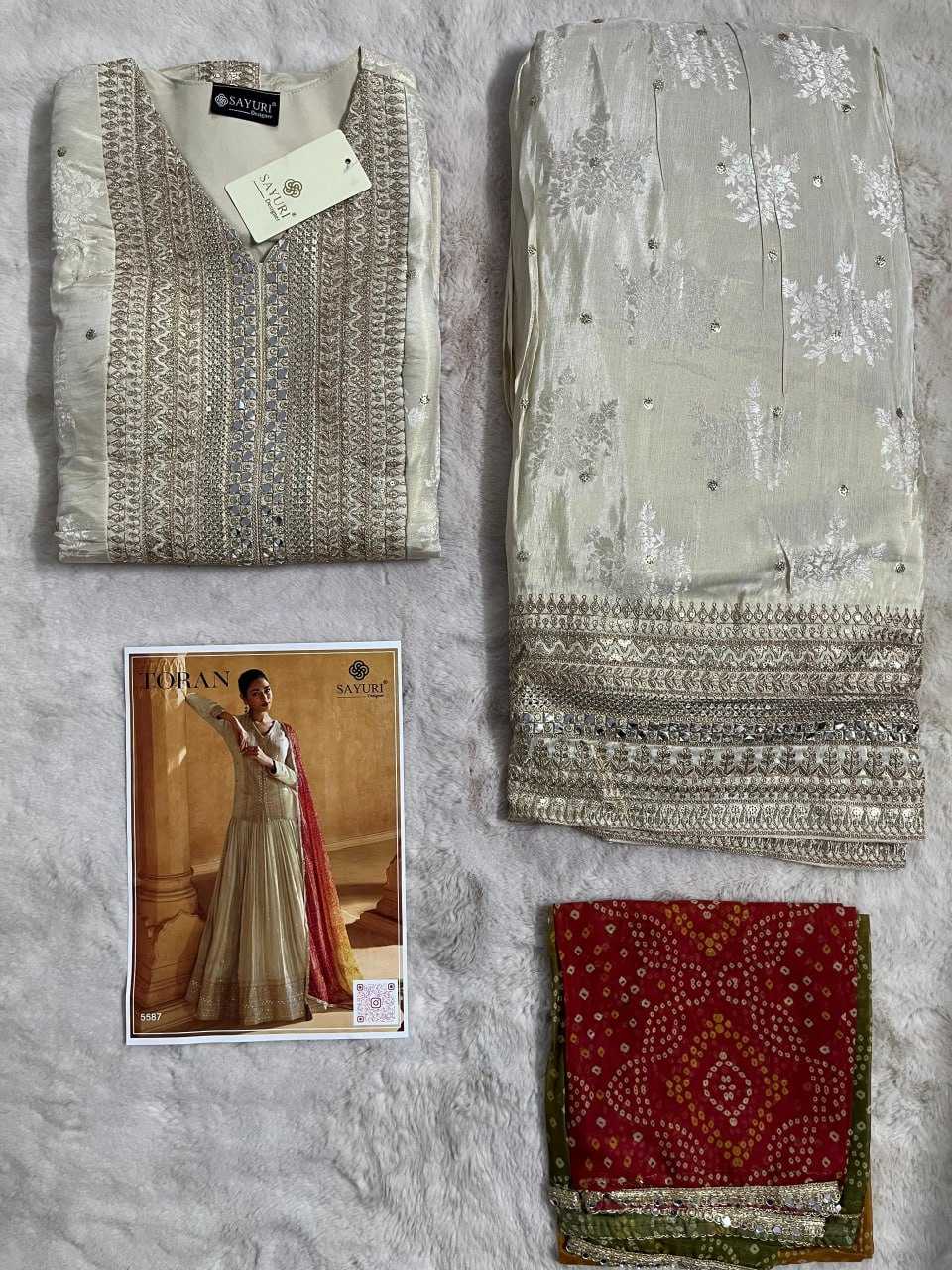 YNF JACQUARD SILK SAYURI KESH233 TORAN CLOTHING BRANDS WHOLESALE LEHENGAS MANUFACTURER