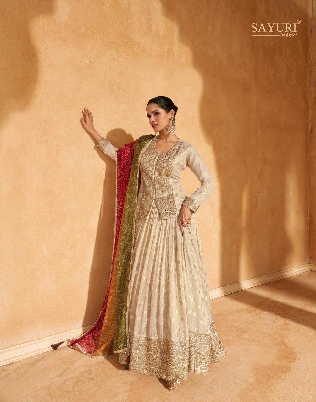 YNF JACQUARD SILK SAYURI KESH233 TORAN CLOTHING BRANDS WHOLESALE LEHENGAS MANUFACTURER
