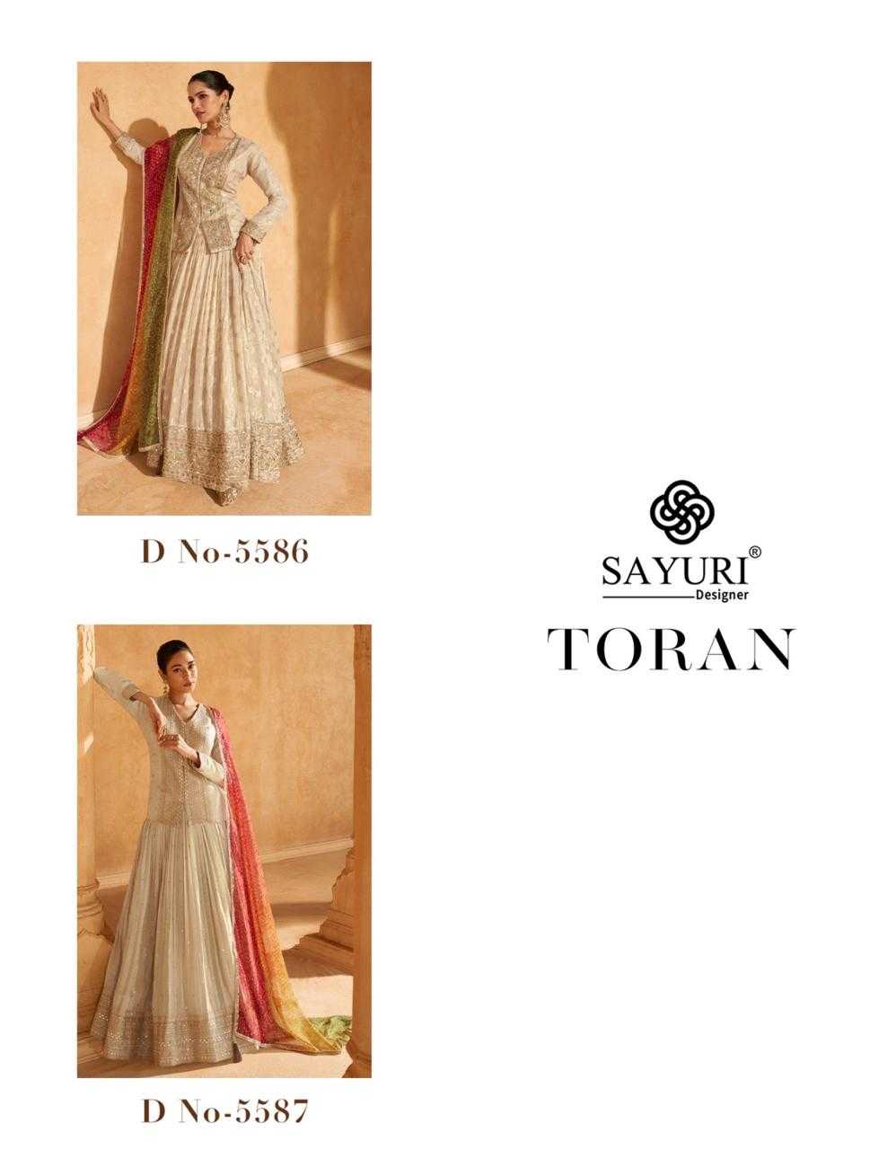 YNF JACQUARD SILK SAYURI KESH233 TORAN CLOTHING BRANDS WHOLESALE LEHENGAS MANUFACTURER