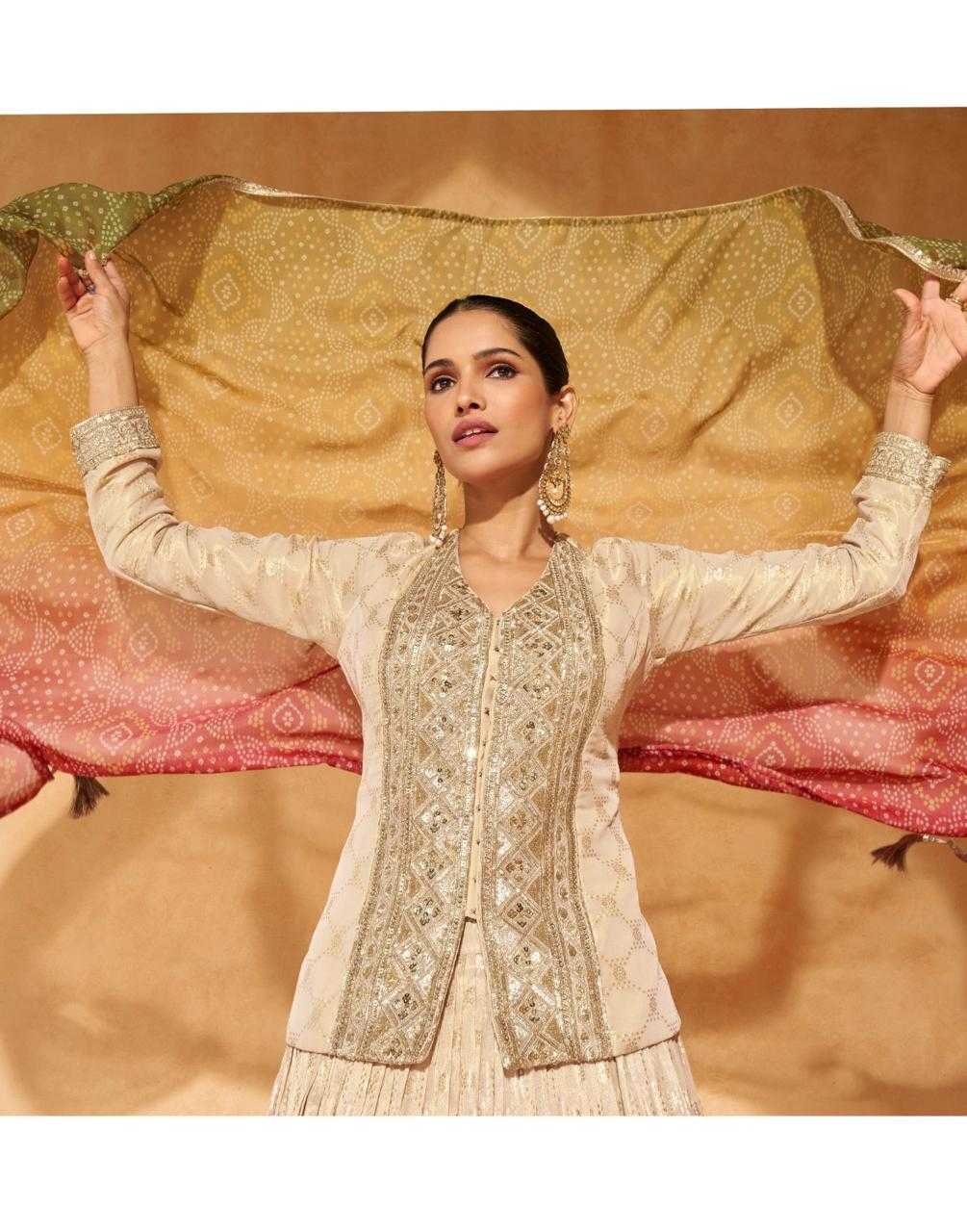 YNF JACQUARD SILK SAYURI KESH233 TORAN CLOTHING BRANDS WHOLESALE LEHENGAS MANUFACTURER